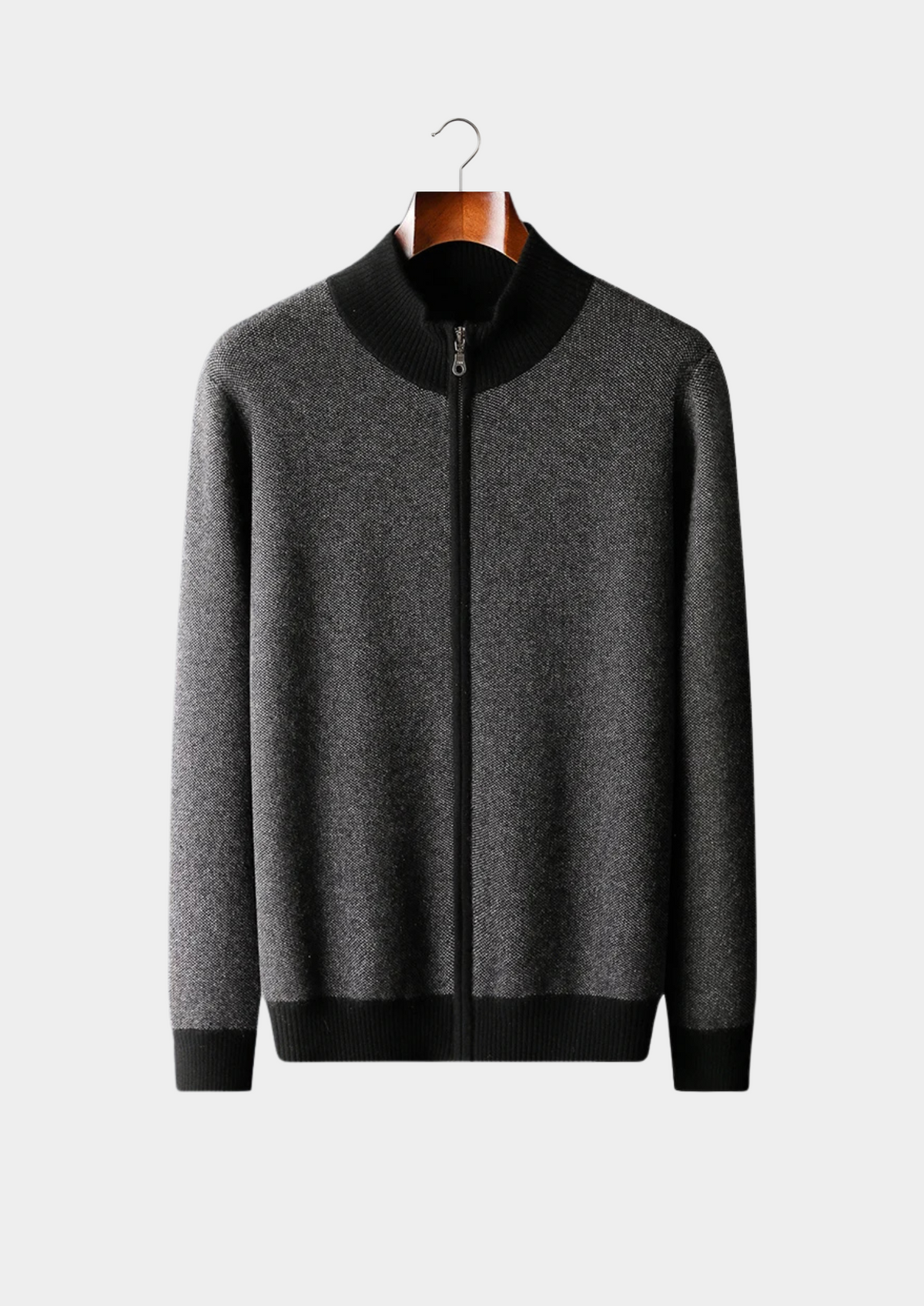 PREMIUM CASHMERE JACQUARD ZIP CARDIGAN
