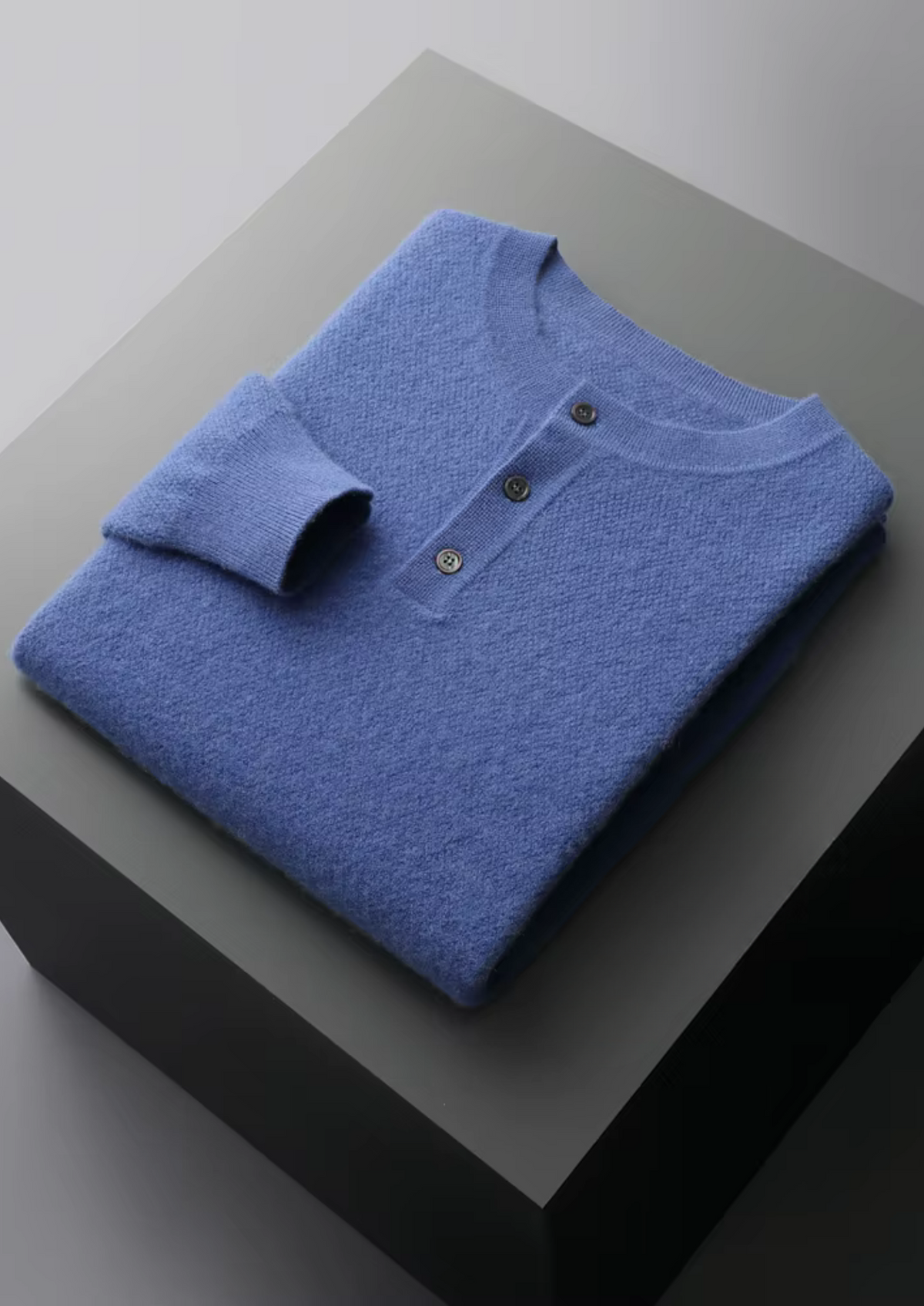 PREMIUM CASHMERE CLASSIC HENLEY SWEATER