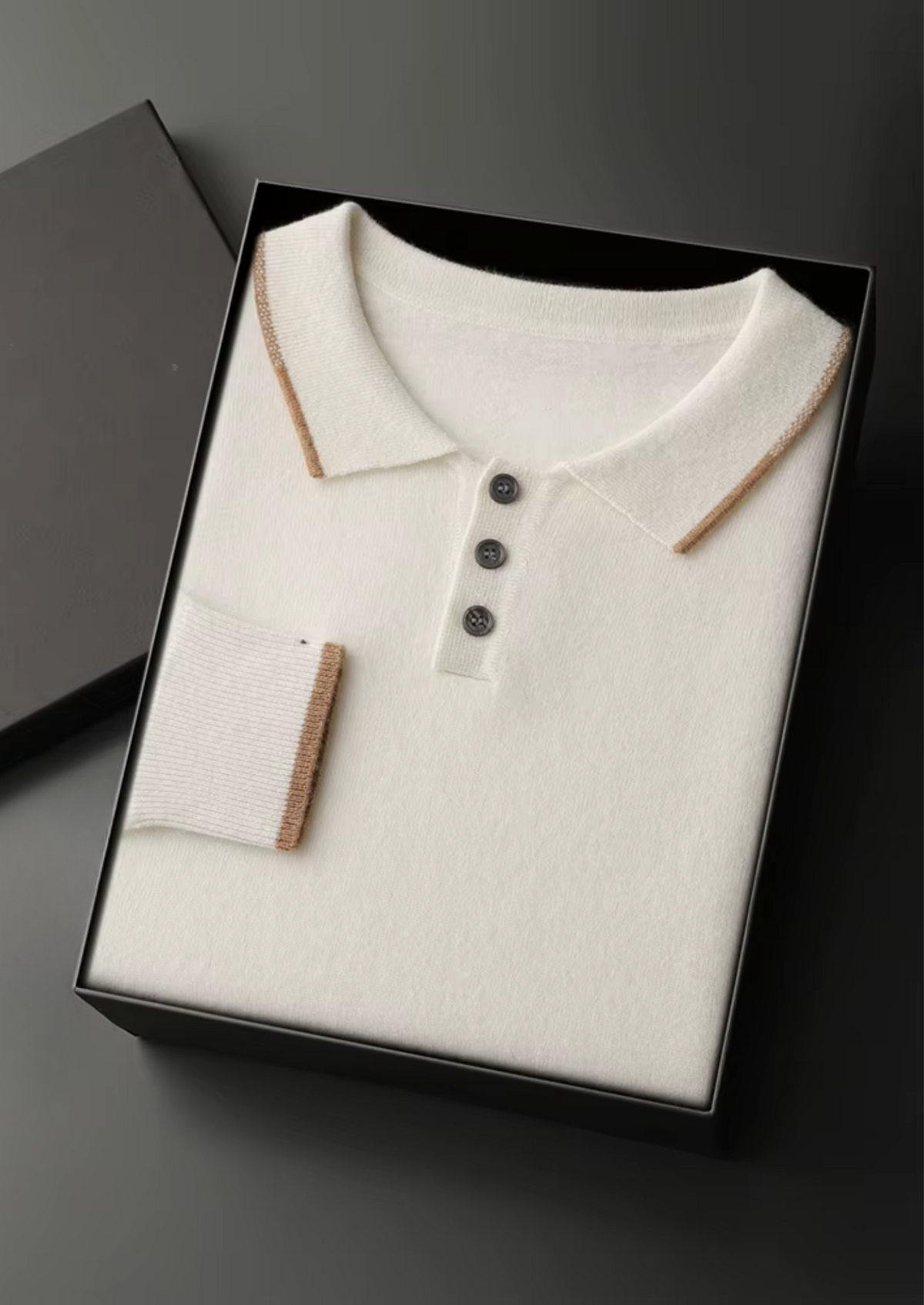 PREMIUM CASHMERE TWO TONE BUTTON POLO